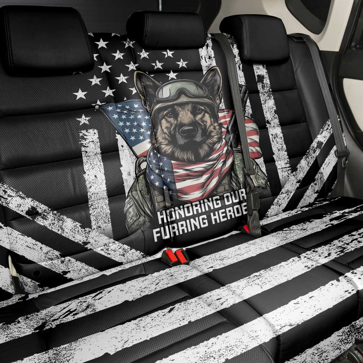 USA National K9 Veterans Day Back Car Seat Cover Honoring Our Furring Heroes