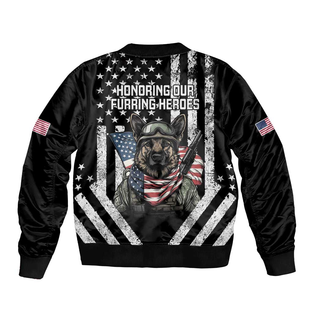 USA National K9 Veterans Day Bomber Jacket Honoring Our Furring Heroes