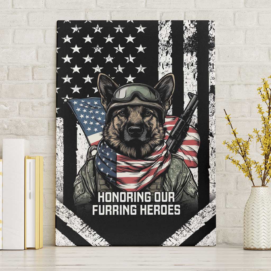 USA National K9 Veterans Day Canvas Wall Art Honoring Our Furring Heroes