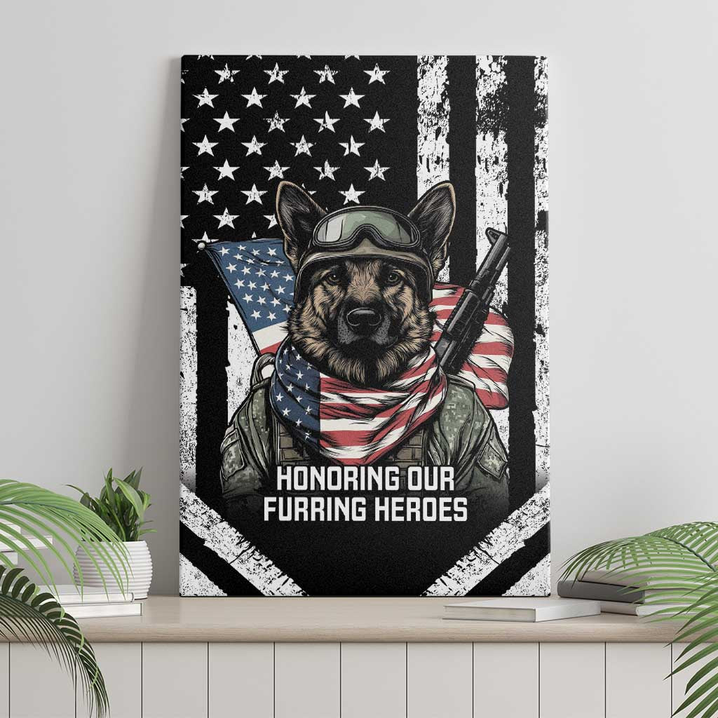 USA National K9 Veterans Day Canvas Wall Art Honoring Our Furring Heroes
