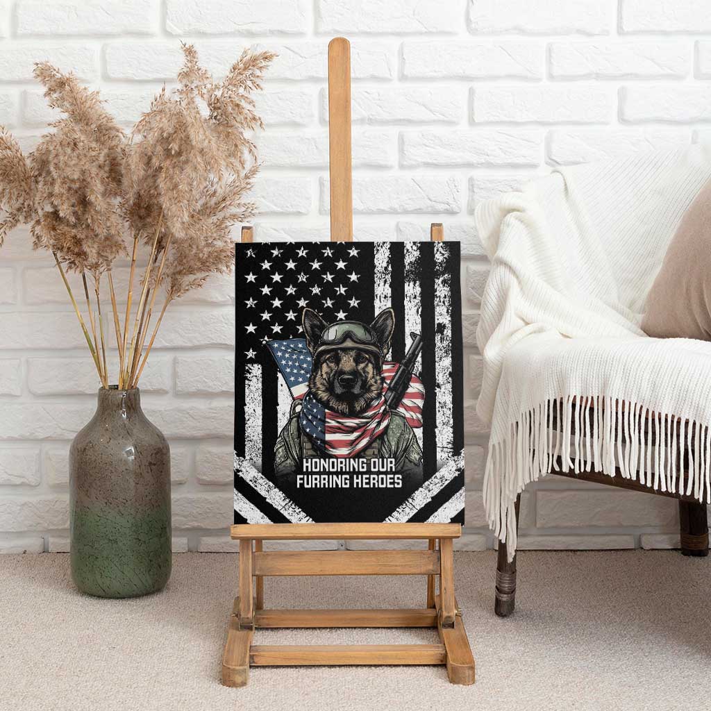 USA National K9 Veterans Day Canvas Wall Art Honoring Our Furring Heroes