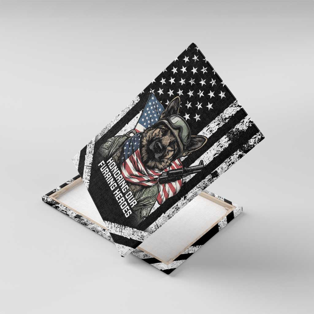 USA National K9 Veterans Day Canvas Wall Art Honoring Our Furring Heroes