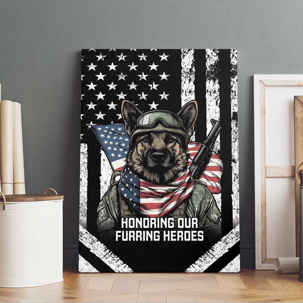 USA National K9 Veterans Day Canvas Wall Art Honoring Our Furring Heroes