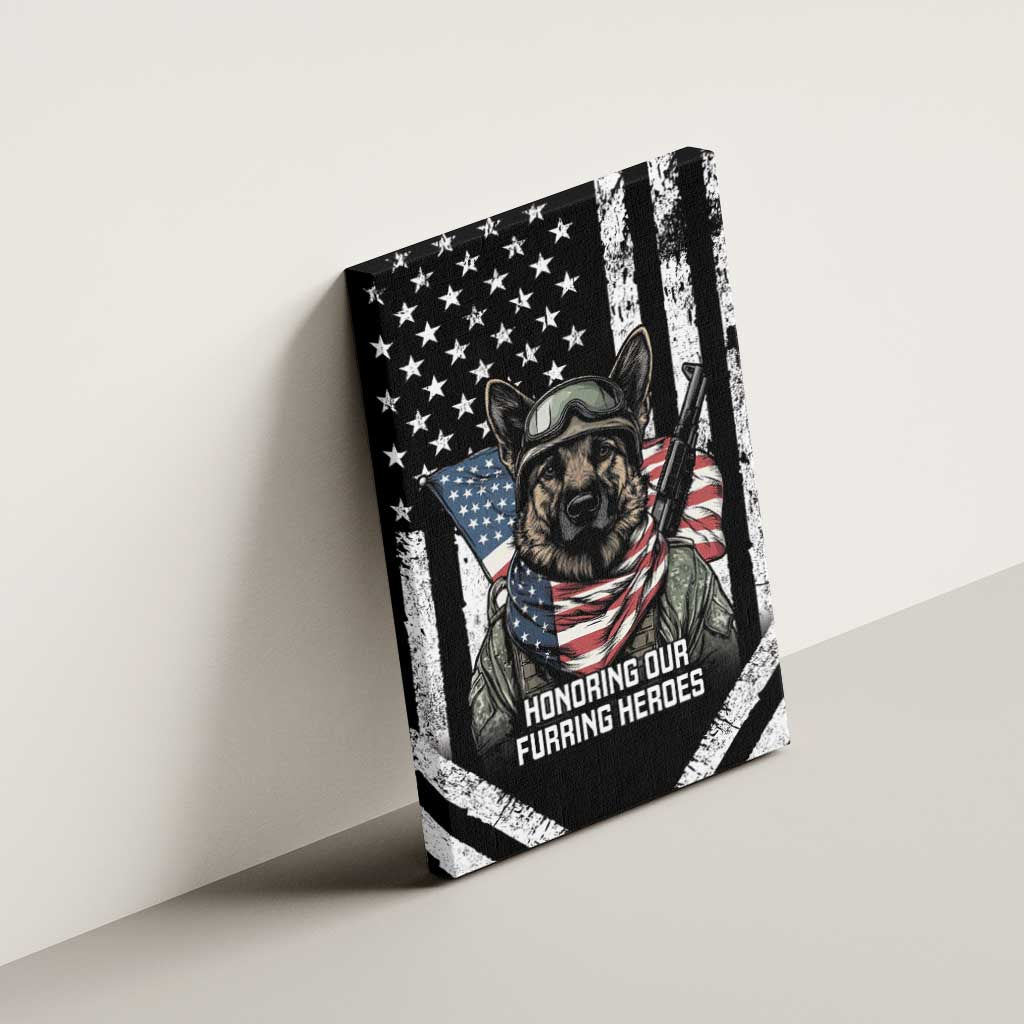 USA National K9 Veterans Day Canvas Wall Art Honoring Our Furring Heroes