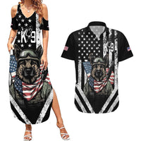 USA National K9 Veterans Day Couples Matching Summer Maxi Dress and Hawaiian Shirt Honoring Our Furring Heroes