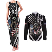 USA National K9 Veterans Day Couples Matching Tank Maxi Dress and Long Sleeve Button Shirt Honoring Our Furring Heroes