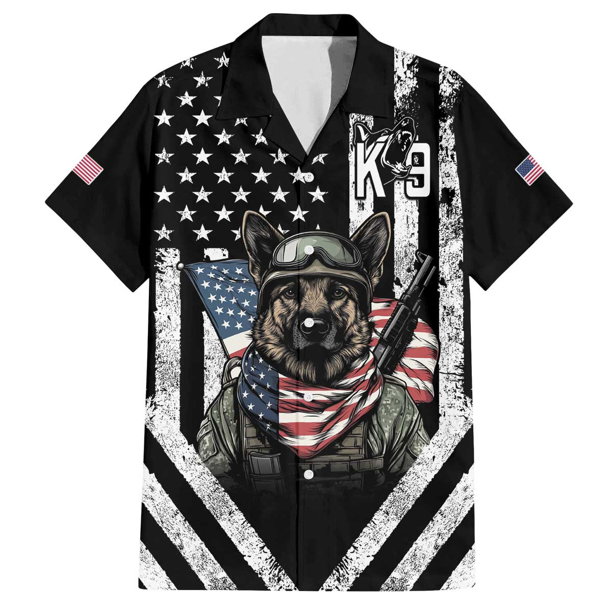 USA National K9 Veterans Day Family Matching Off The Shoulder Long Sleeve Dress and Hawaiian Shirt Honoring Our Furring Heroes