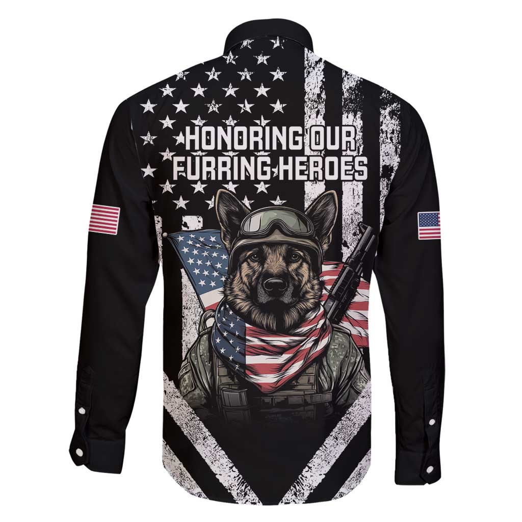 USA National K9 Veterans Day Family Matching Off Shoulder Maxi Dress and Hawaiian Shirt Honoring Our Furring Heroes