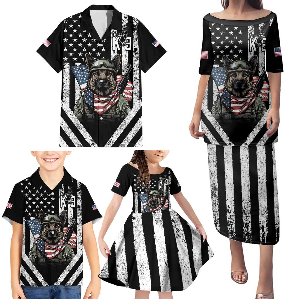 USA National K9 Veterans Day Family Matching Puletasi and Hawaiian Shirt Honoring Our Furring Heroes