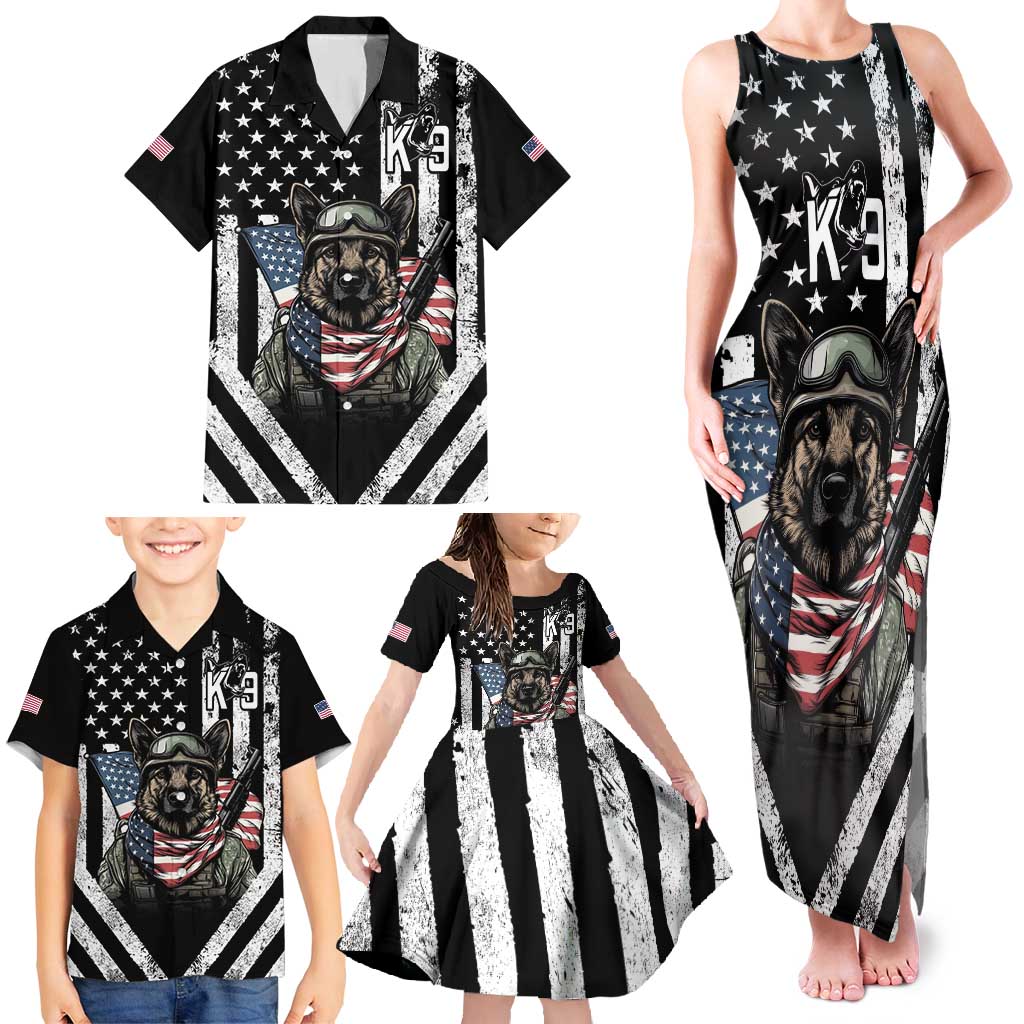 USA National K9 Veterans Day Family Matching Tank Maxi Dress and Hawaiian Shirt Honoring Our Furring Heroes