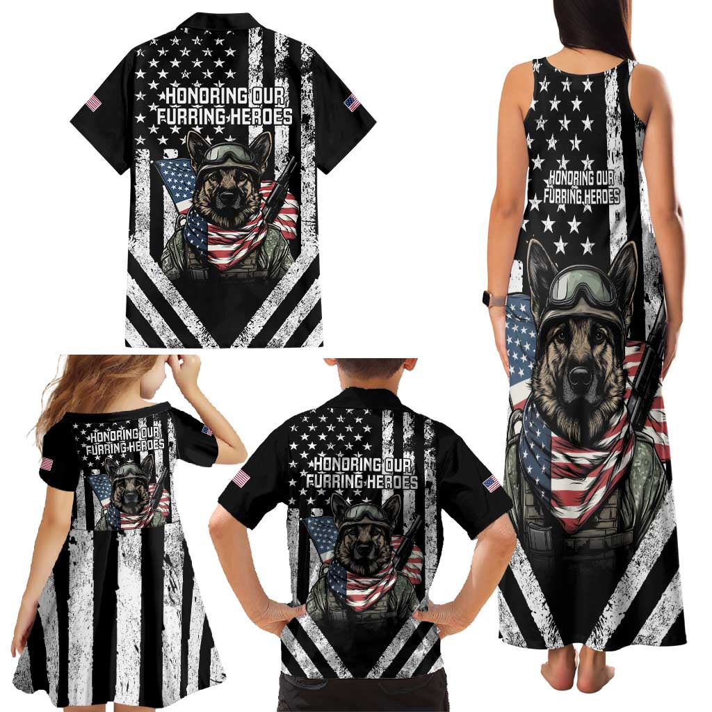 USA National K9 Veterans Day Family Matching Tank Maxi Dress and Hawaiian Shirt Honoring Our Furring Heroes