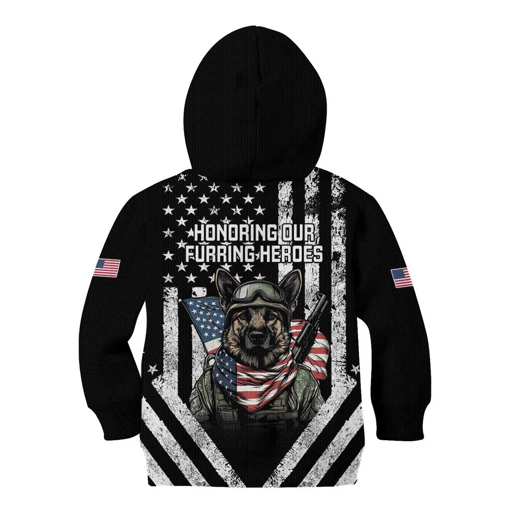 USA National K9 Veterans Day Kid Hoodie Honoring Our Furring Heroes
