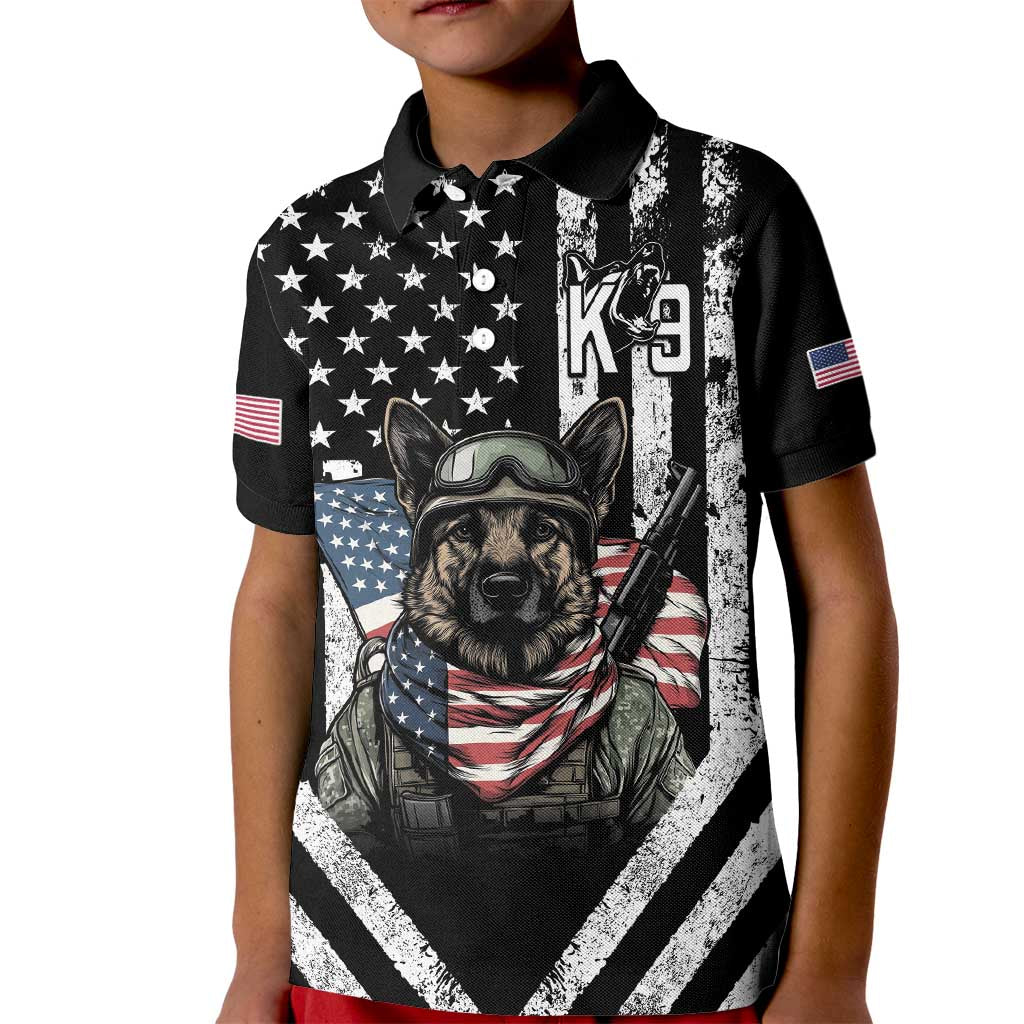 USA National K9 Veterans Day Kid Polo Shirt Honoring Our Furring Heroes