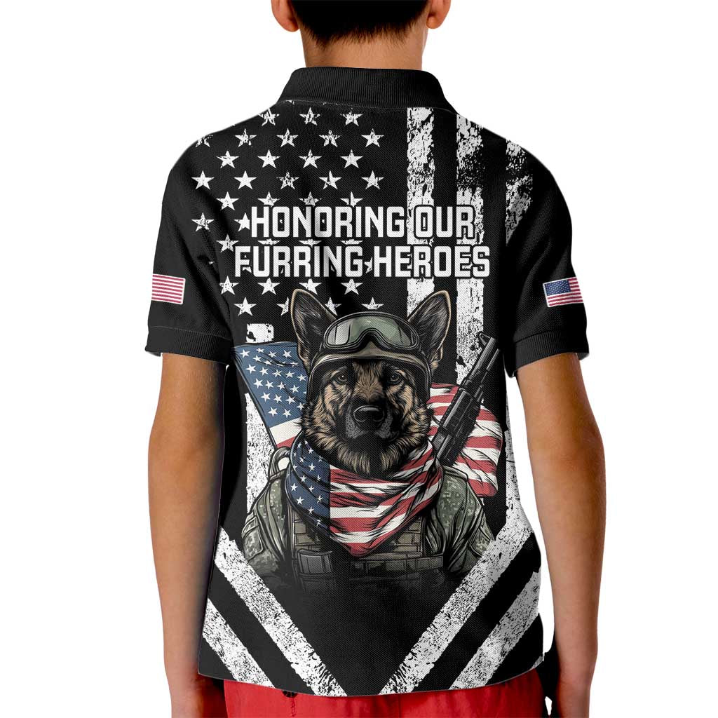 USA National K9 Veterans Day Kid Polo Shirt Honoring Our Furring Heroes