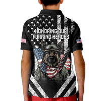 USA National K9 Veterans Day Kid Polo Shirt Honoring Our Furring Heroes