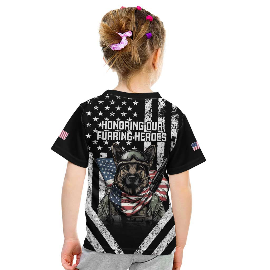 USA National K9 Veterans Day Kid T Shirt Honoring Our Furring Heroes