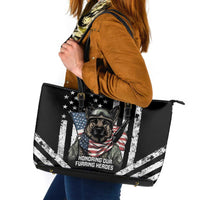 USA National K9 Veterans Day Leather Tote Bag Honoring Our Furring Heroes