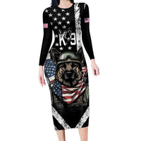 USA National K9 Veterans Day Long Sleeve Bodycon Dress Honoring Our Furring Heroes