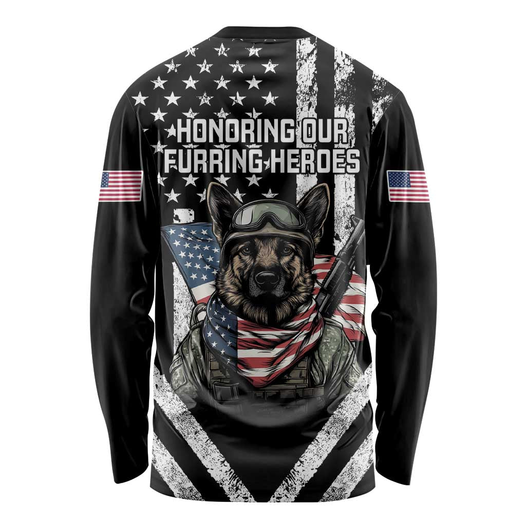 USA National K9 Veterans Day Long Sleeve Shirt Honoring Our Furring Heroes