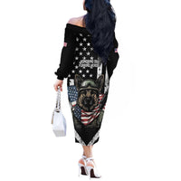 USA National K9 Veterans Day Off The Shoulder Long Sleeve Dress Honoring Our Furring Heroes