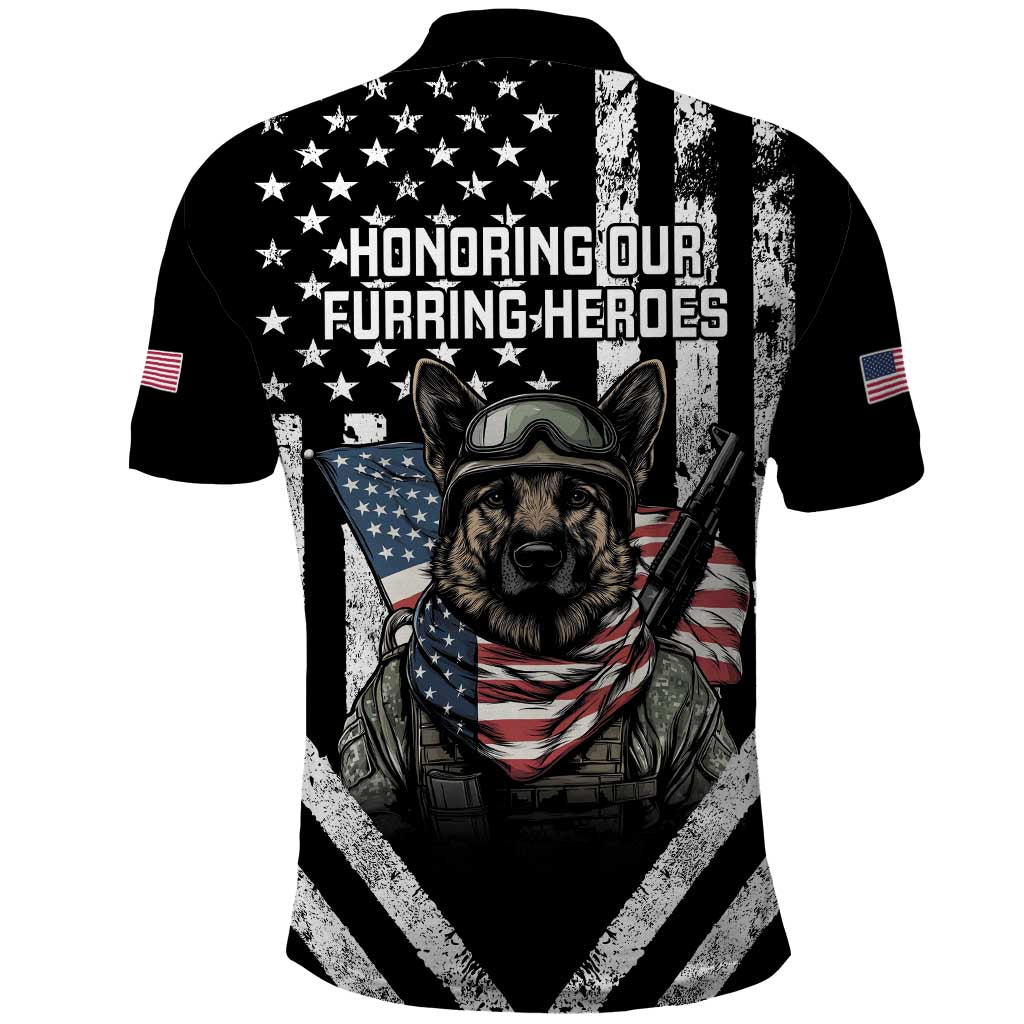 USA National K9 Veterans Day Polo Shirt Honoring Our Furring Heroes