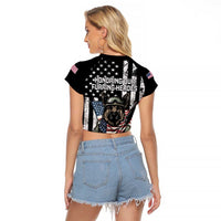 USA National K9 Veterans Day Raglan Cropped T Shirt Honoring Our Furring Heroes