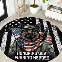 USA National K9 Veterans Day Round Carpet Honoring Our Furring Heroes