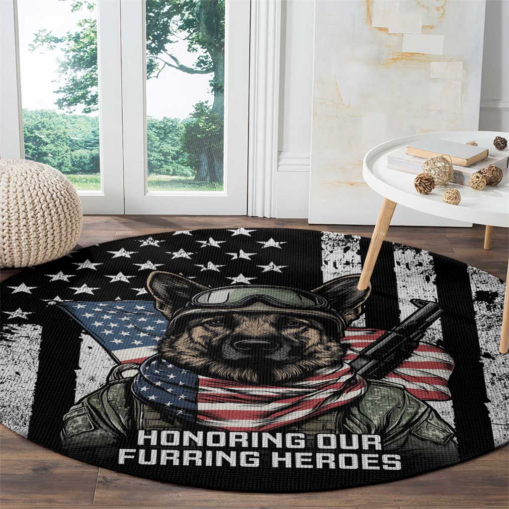 USA National K9 Veterans Day Round Carpet Honoring Our Furring Heroes