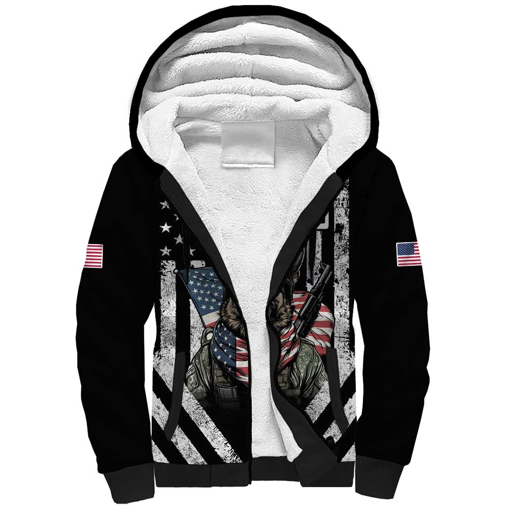 USA National K9 Veterans Day Sherpa Hoodie Honoring Our Furring Heroes