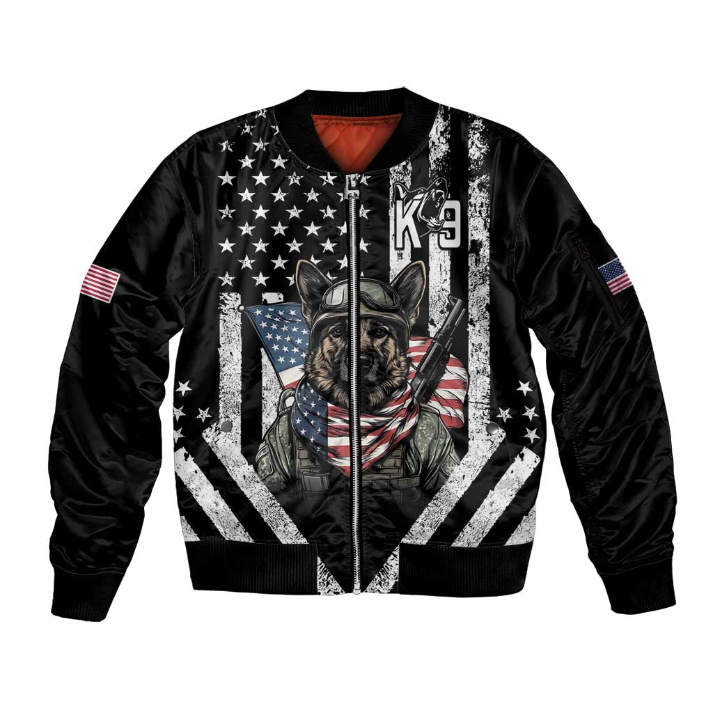 USA National K9 Veterans Day Sleeve Zip Bomber Jacket Honoring Our Furring Heroes