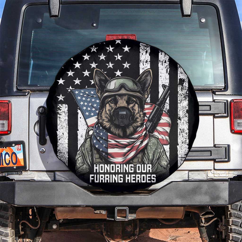 USA National K9 Veterans Day Spare Tire Cover Honoring Our Furring Heroes