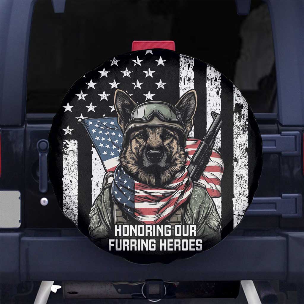 USA National K9 Veterans Day Spare Tire Cover Honoring Our Furring Heroes