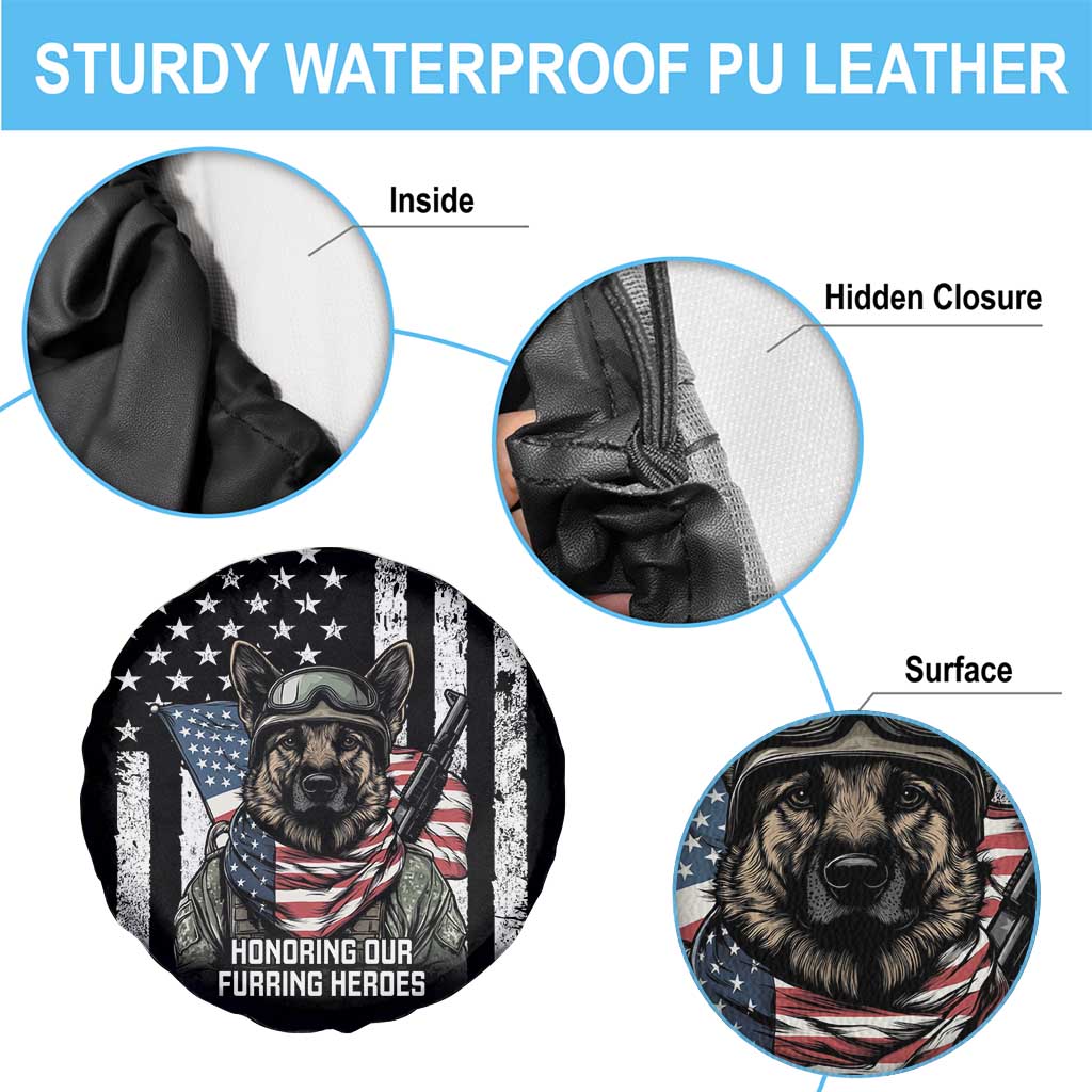 USA National K9 Veterans Day Spare Tire Cover Honoring Our Furring Heroes