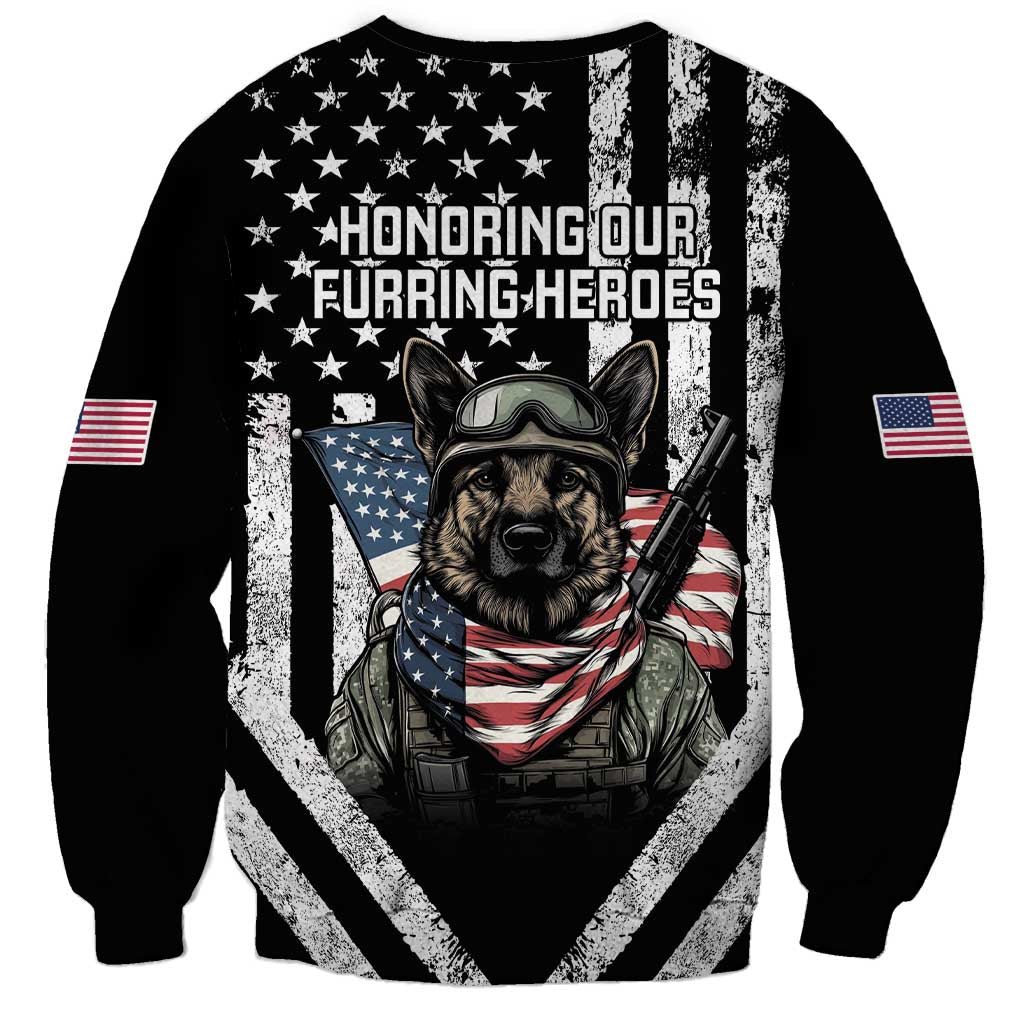 USA National K9 Veterans Day Sweatshirt Honoring Our Furring Heroes