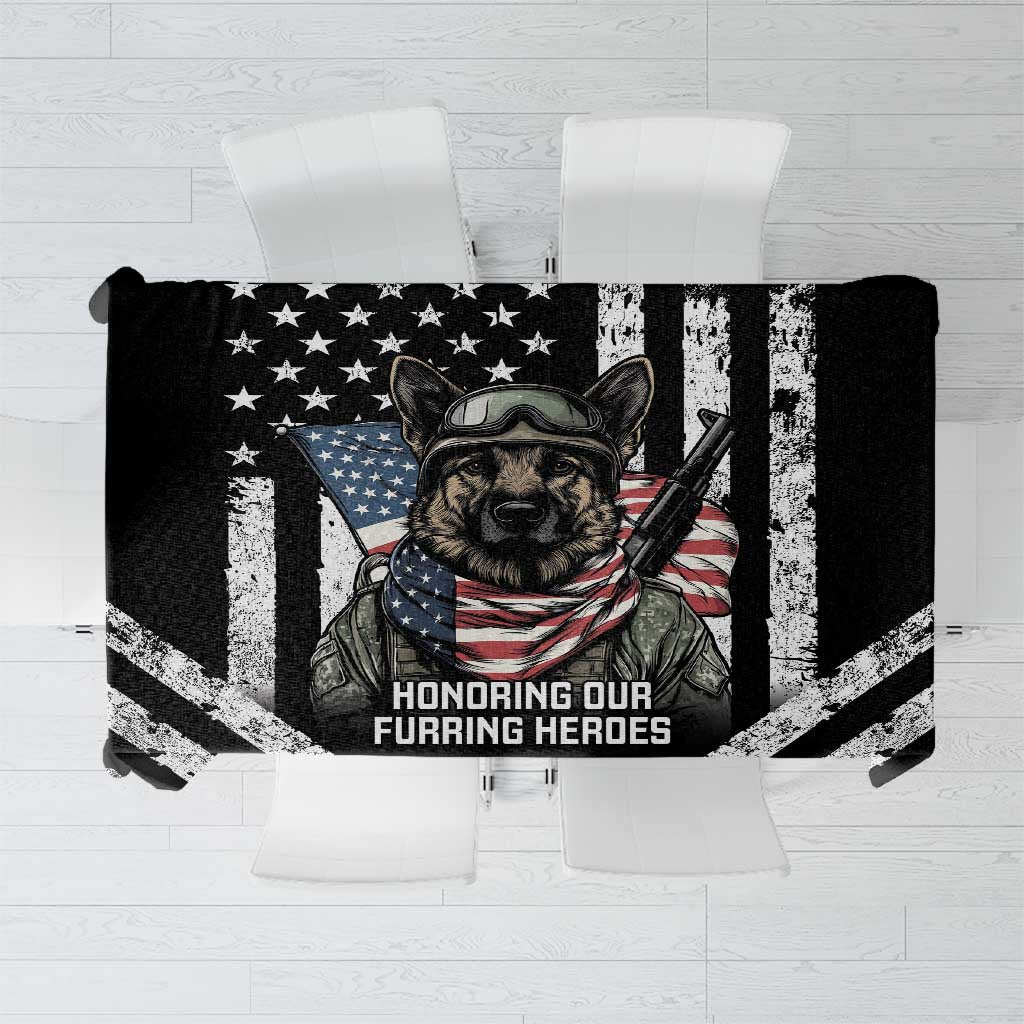 USA National K9 Veterans Day Tablecloth Honoring Our Furring Heroes