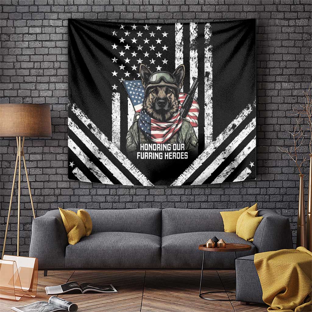 USA National K9 Veterans Day Tapestry Honoring Our Furring Heroes