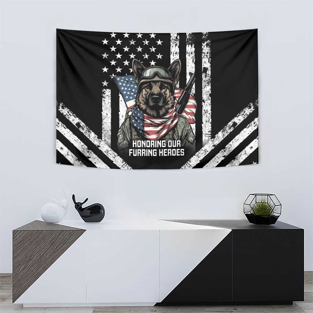 USA National K9 Veterans Day Tapestry Honoring Our Furring Heroes