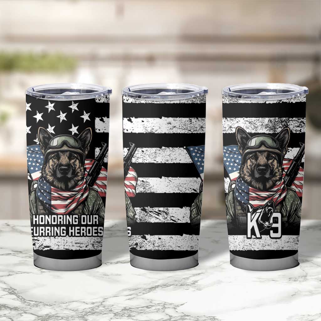USA National K9 Veterans Day Tumbler Cup Honoring Our Furring Heroes