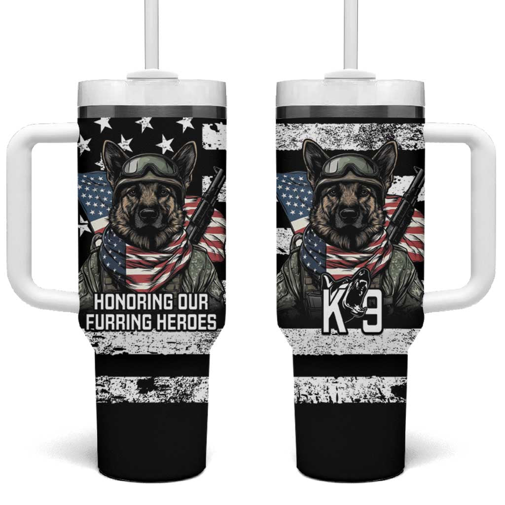 USA National K9 Veterans Day Tumbler With Handle Honoring Our Furring Heroes