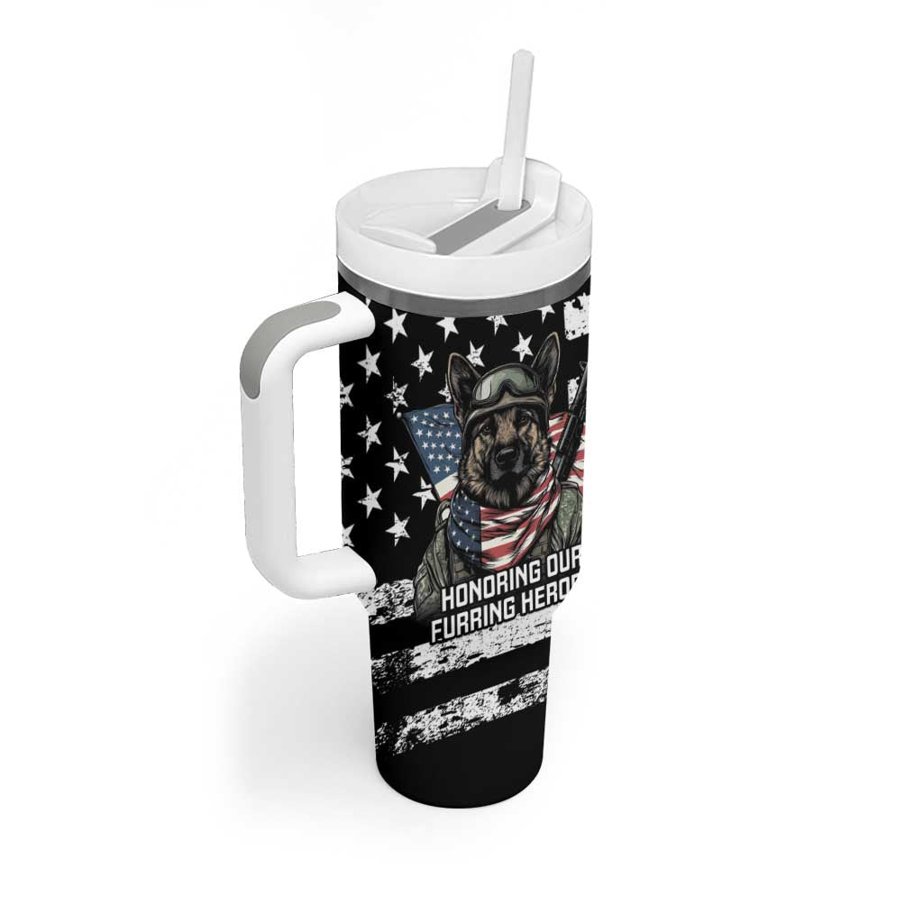 USA National K9 Veterans Day Tumbler With Handle Honoring Our Furring Heroes