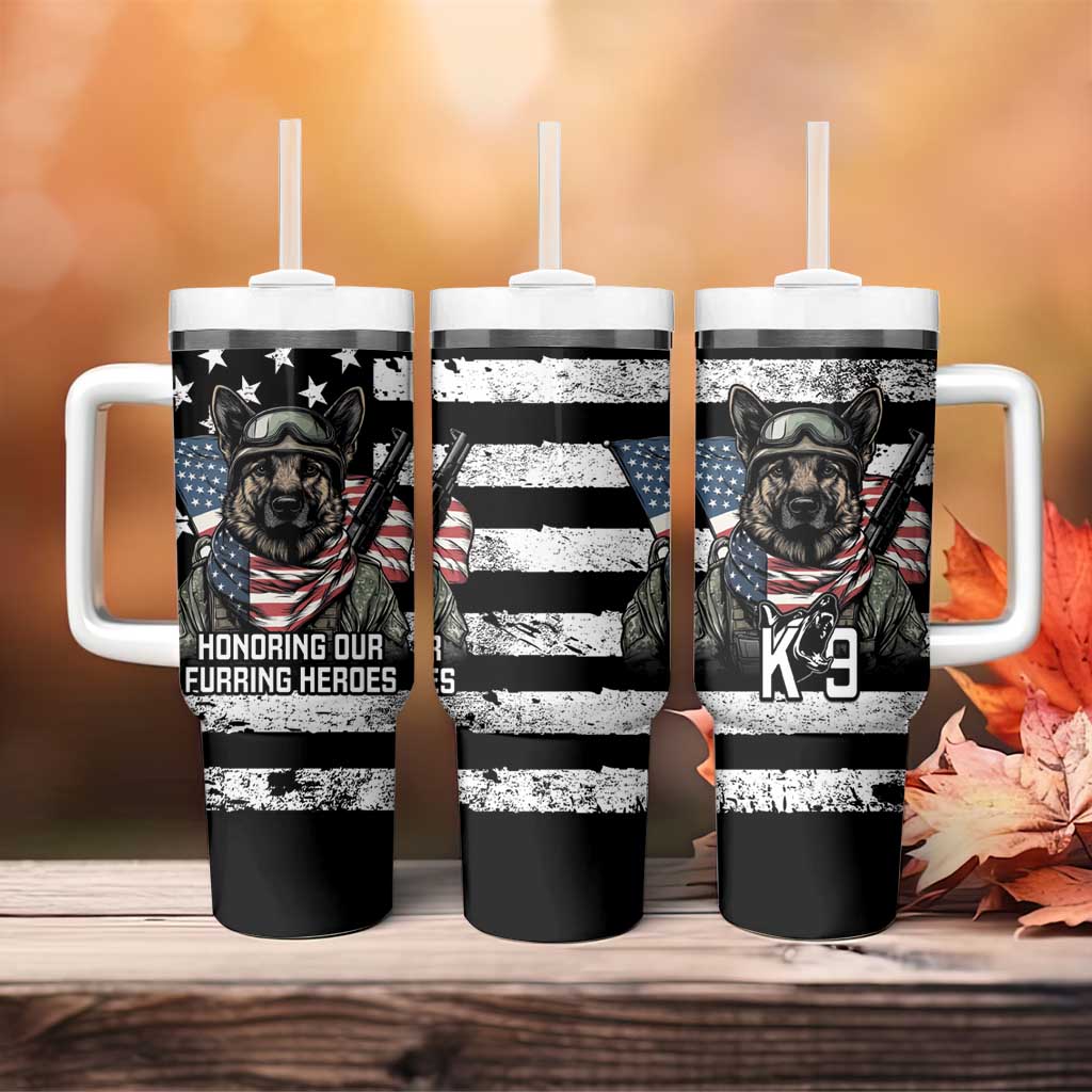 USA National K9 Veterans Day Tumbler With Handle Honoring Our Furring Heroes