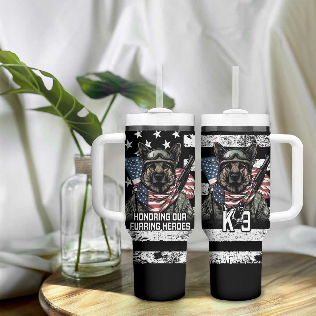 USA National K9 Veterans Day Tumbler With Handle Honoring Our Furring Heroes