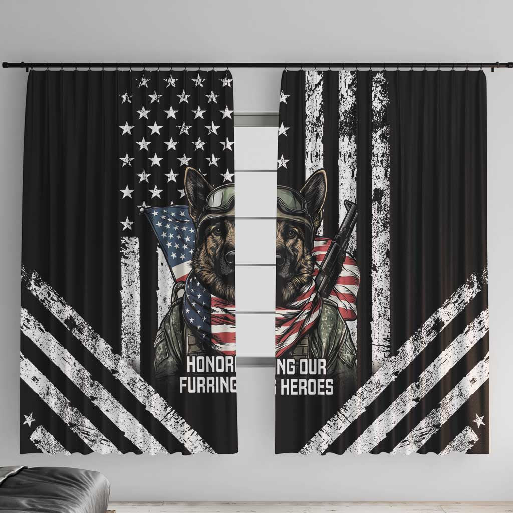 USA National K9 Veterans Day Window Curtain Honoring Our Furring Heroes
