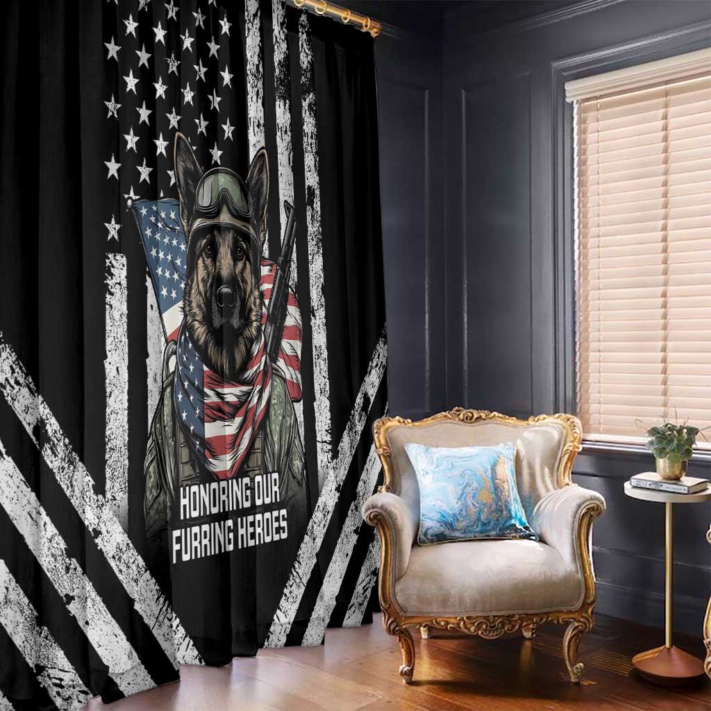 USA National K9 Veterans Day Window Curtain Honoring Our Furring Heroes
