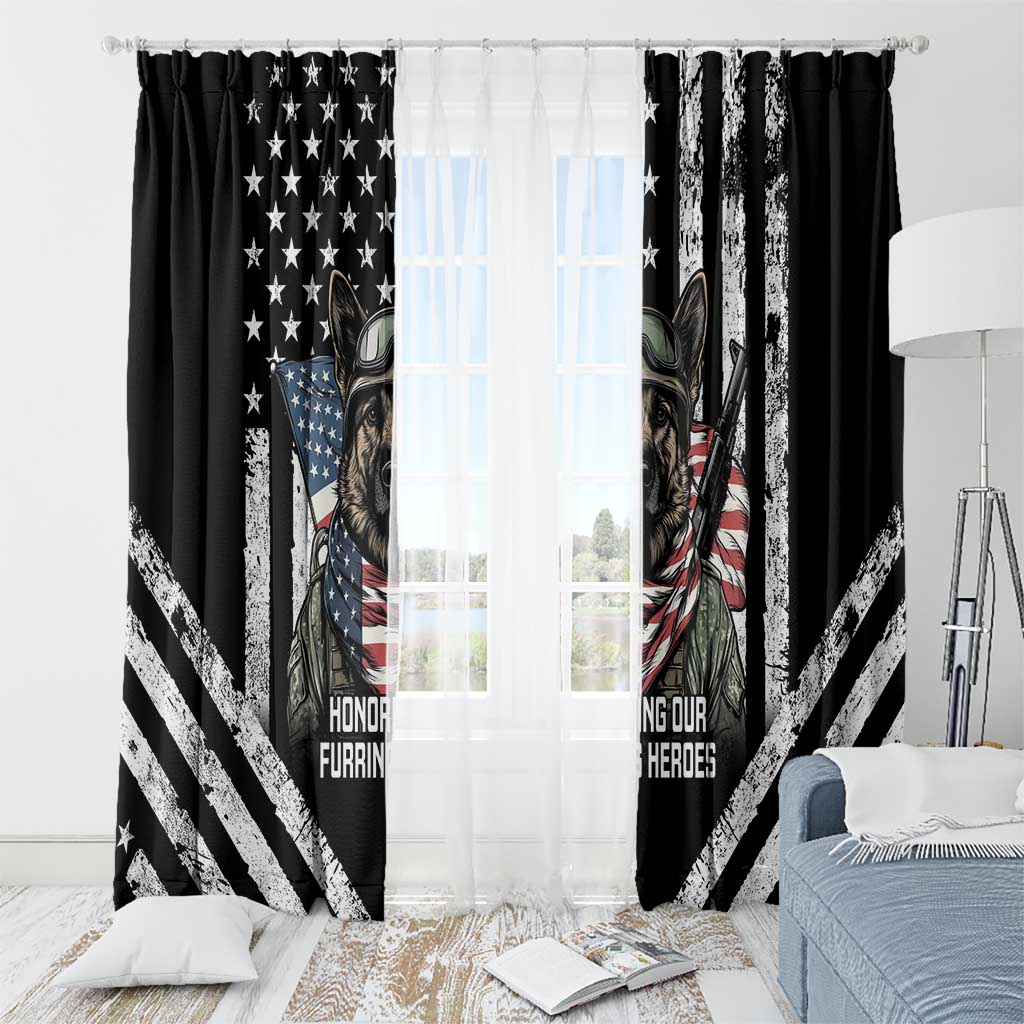 USA National K9 Veterans Day Window Curtain Honoring Our Furring Heroes