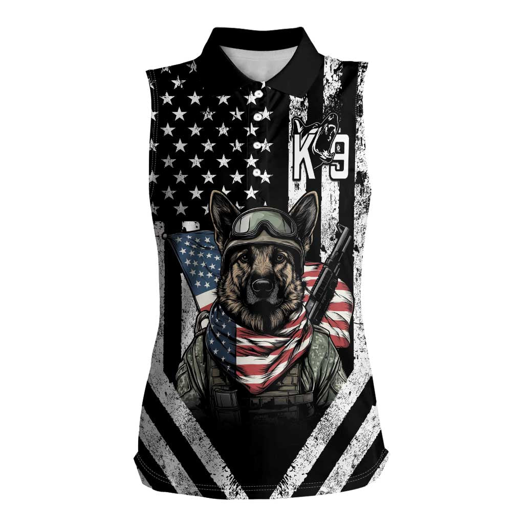USA National K9 Veterans Day Women Sleeveless Polo Shirt Honoring Our Furring Heroes