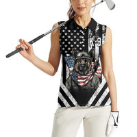 USA National K9 Veterans Day Women Sleeveless Polo Shirt Honoring Our Furring Heroes