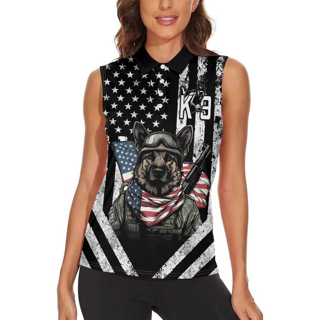 USA National K9 Veterans Day Women Sleeveless Polo Shirt Honoring Our Furring Heroes