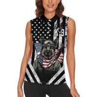 USA National K9 Veterans Day Women Sleeveless Polo Shirt Honoring Our Furring Heroes