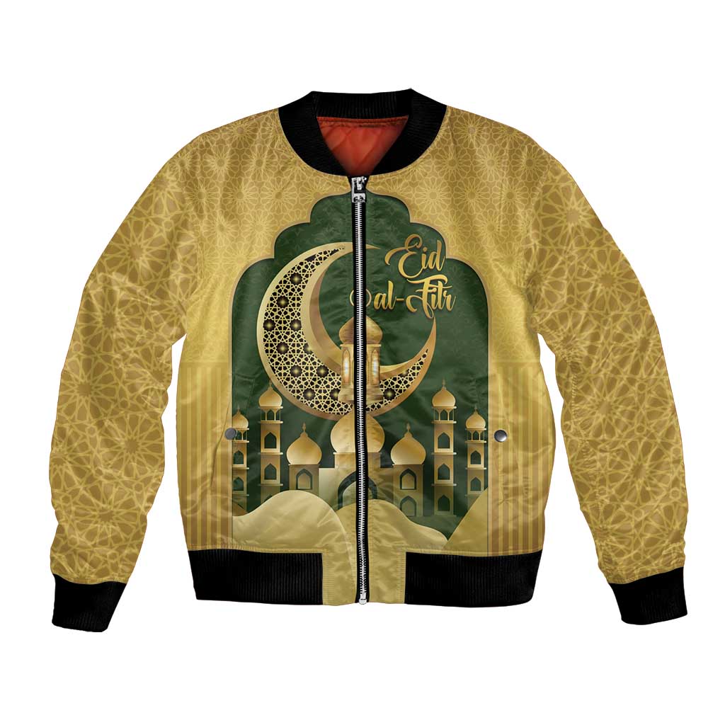 Eid al-Fitr Bomber Jacket Khair Mubarak Islamic Pattern